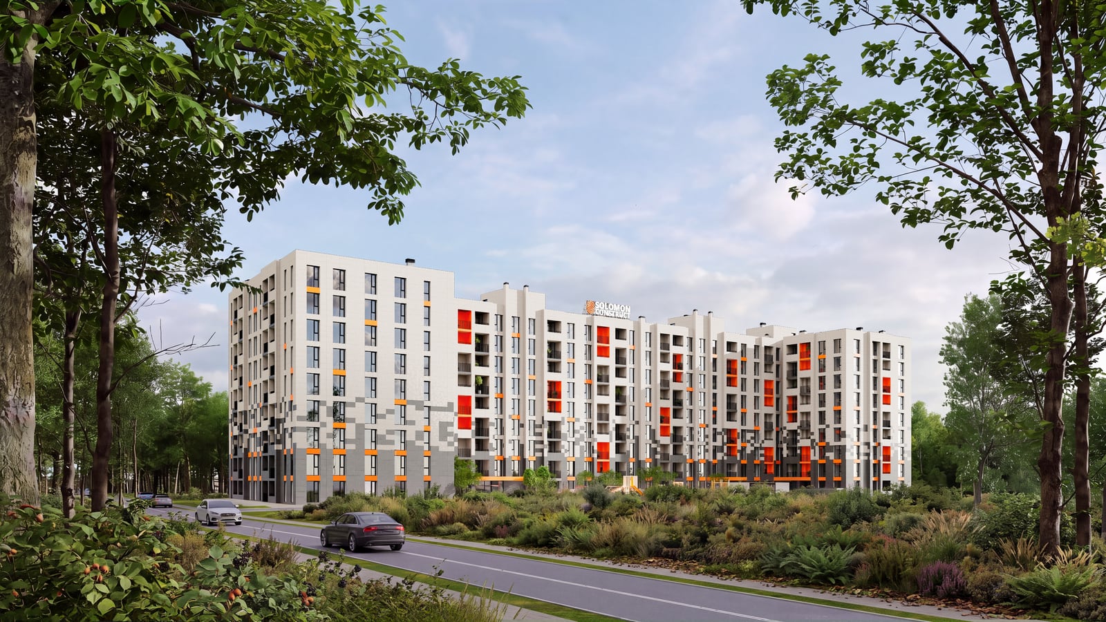 Fațada complexului Favorit Residence 3 la lumina zilei
